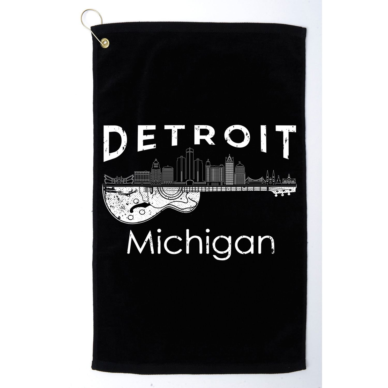 Detroit Souvenir Men Michigan Music Electric Guitar Golf Towel