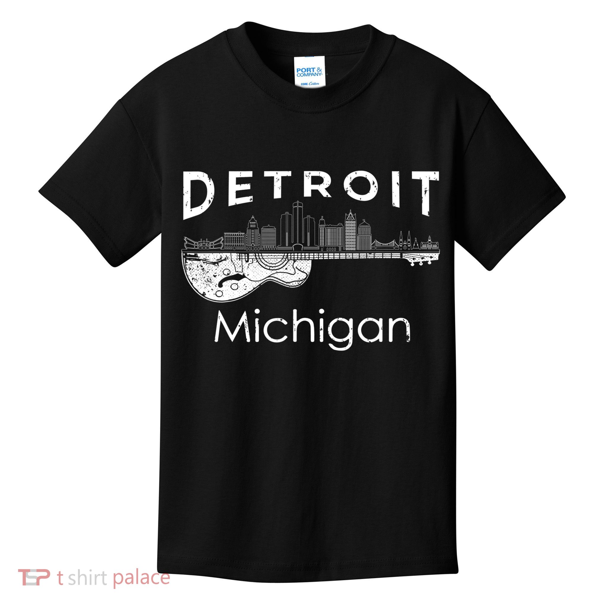 Detroit Souvenir Men Michigan Music Electric Guitar Kids T-Shirt