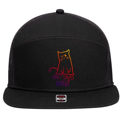 Dont Stress Meowt Funny Cat Humour Kitty Owner Cat Mom Dad Gift 7 Panel Mesh Trucker Snapback Hat