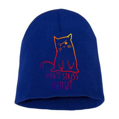 Dont Stress Meowt Funny Cat Humour Kitty Owner Cat Mom Dad Gift Short Acrylic Beanie