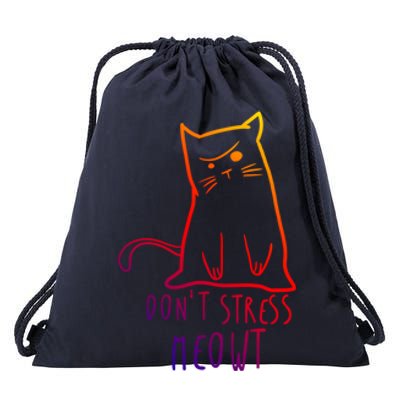 Dont Stress Meowt Funny Cat Humour Kitty Owner Cat Mom Dad Gift Drawstring Bag