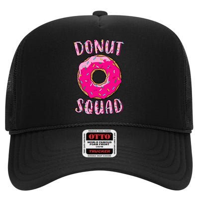 Donut Squad Matching Donut Party Pink Doughnut Sprinkles High Crown Mesh Back Trucker Hat