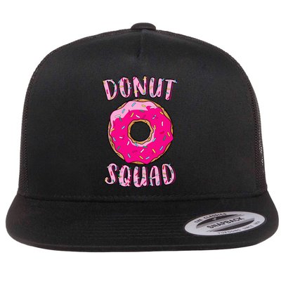 Donut Squad Matching Donut Party Pink Doughnut Sprinkles Flat Bill Trucker Hat