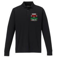 Dear Santa My Brother Did It Funny Christmas Performance Long Sleeve Polo