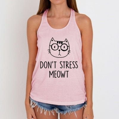 Dont Stress Meowt Gift Mother Mom Meaningful Gift Women's Knotted Racerback Tank