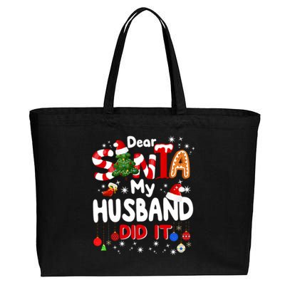 Dear Santa My Husband Did It Funny Christmas Gifts Long Sleeve Cotton Canvas Jumbo Tote