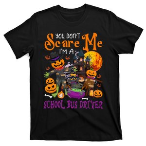 DonT Scare Me IM A School Bus Driver Halloween Pumpkin T-Shirt