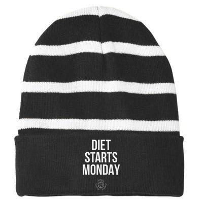 Diet Starts Monday Striped Beanie with Solid Band