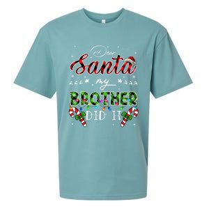 Dear Santa My Brother Did It Funny Christmas Pajama Gift Sueded Cloud Jersey T-Shirt