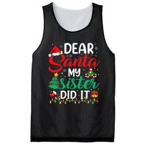 Dear Santa My Sister Did It Xmas Christmas Pajamas Mesh Reversible Basketball Jersey Tank