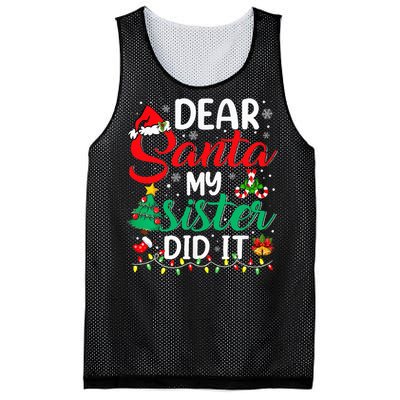 Dear Santa My Sister Did It Xmas Christmas Pajamas Mesh Reversible Basketball Jersey Tank