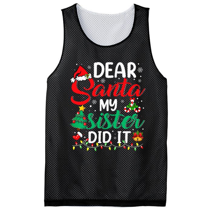 Dear Santa My Sister Did It Xmas Christmas Pajamas Mesh Reversible Basketball Jersey Tank