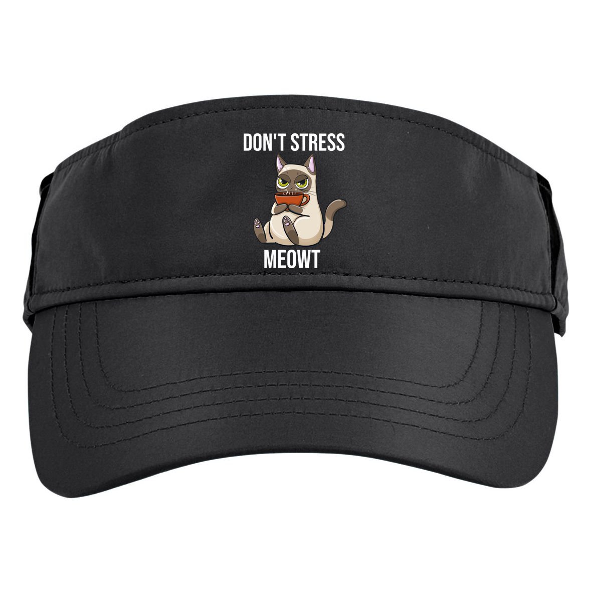 Dont Stress Meowt Funny Sarcastic Coffee Cat Gift Adult Drive Performance Visor