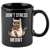 Dont Stress Meowt Funny Sarcastic Coffee Cat Gift 11oz C Handle Ceramic Mug
