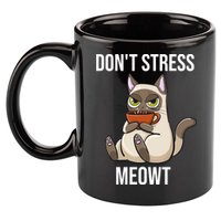 Dont Stress Meowt Funny Sarcastic Coffee Cat Gift 11oz C Handle Ceramic Mug