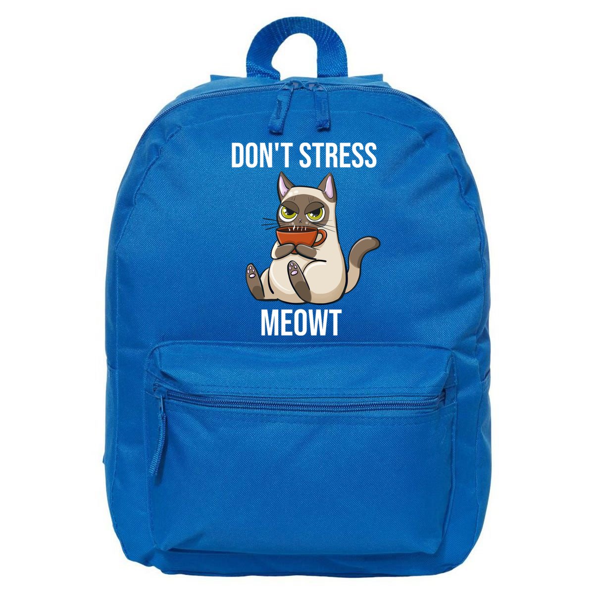Dont Stress Meowt Funny Sarcastic Coffee Cat Gift 16 in Basic Backpack