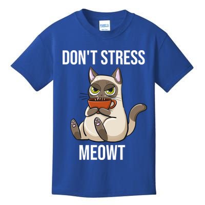 Dont Stress Meowt Funny Sarcastic Coffee Cat Gift Kids T-Shirt