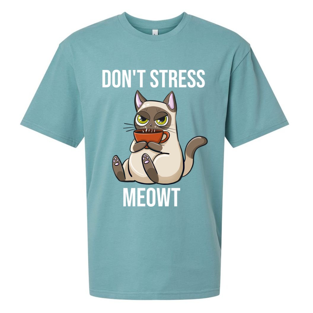 Dont Stress Meowt Funny Sarcastic Coffee Cat Gift Sueded Cloud Jersey T-Shirt