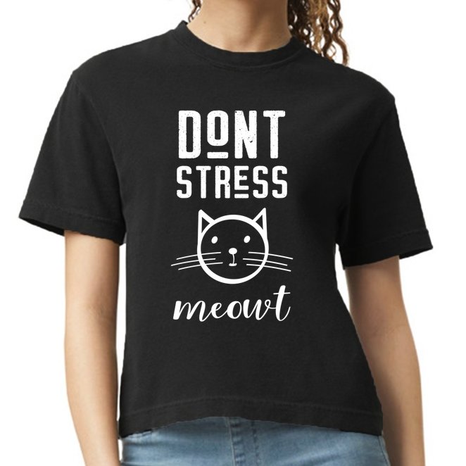 Don't Stress Meowt Gift Funny Theme Gift Comfort Colors Boxy T-Shirt