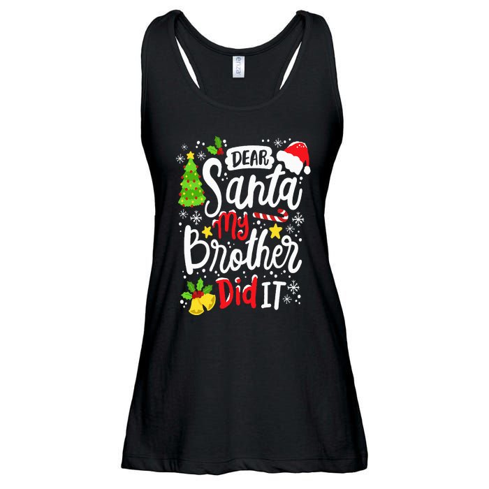 Dear Santa My Brother Did It Funny Christmas Matching Pajama Ladies Essential Flowy Tank