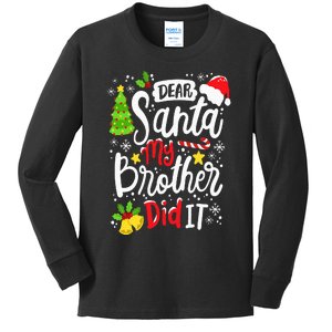 Dear Santa My Brother Did It Funny Christmas Matching Pajama Kids Long Sleeve Shirt