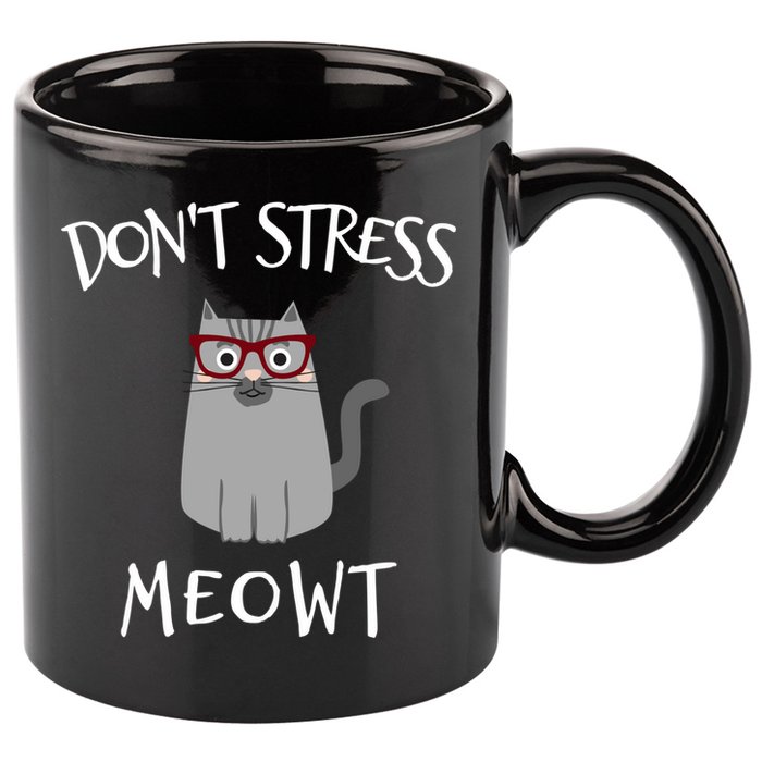 Don't Stress Meowt Funny Cat Lover Gift 11oz C Handle Ceramic Mug