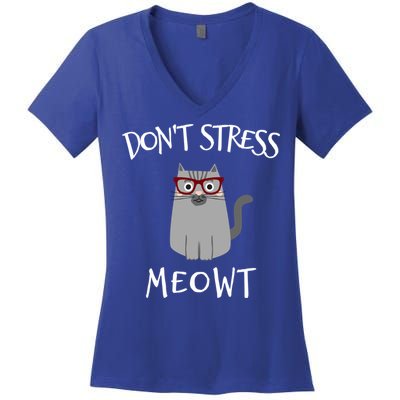 Don't Stress Meowt Funny Cat Lover Gift Women's V-Neck T-Shirt