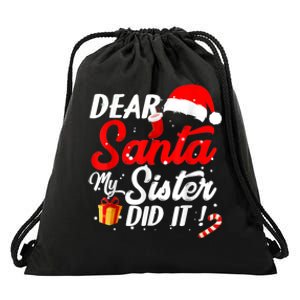 Dear Santa My Sister Did It Funny Christmas Boys Drawstring Bag