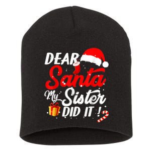 Dear Santa My Sister Did It Funny Christmas Boys Short Acrylic Beanie