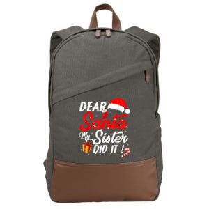 Dear Santa My Sister Did It Funny Christmas Boys Cotton Canvas Backpack