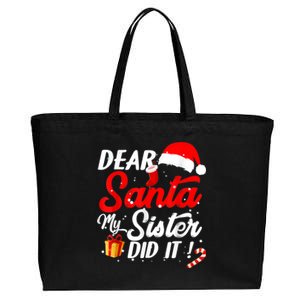 Dear Santa My Sister Did It Funny Christmas Boys Cotton Canvas Jumbo Tote