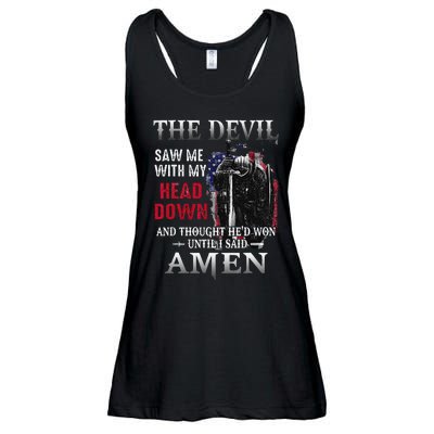 Devil Saw Me With My Head Thought Hed Won Until I Said Amen Ladies Essential Flowy Tank