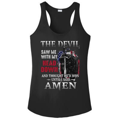 Devil Saw Me With My Head Thought Hed Won Until I Said Amen Ladies PosiCharge Competitor Racerback Tank