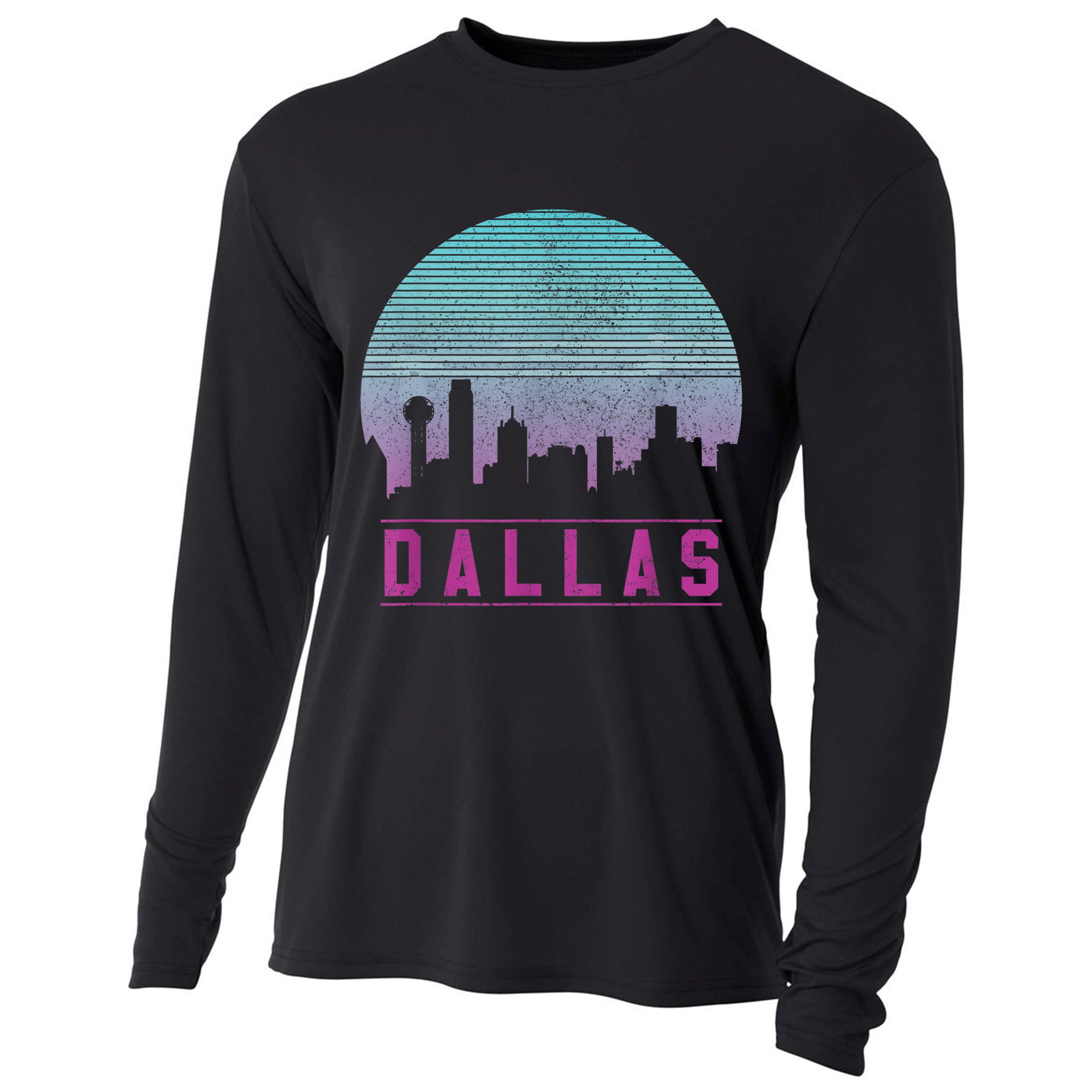 Dallas Skyline Meaningful Gift Vintage Retro Texas Gift Meaningful Gift Cooling Performance Long Sleeve Crew