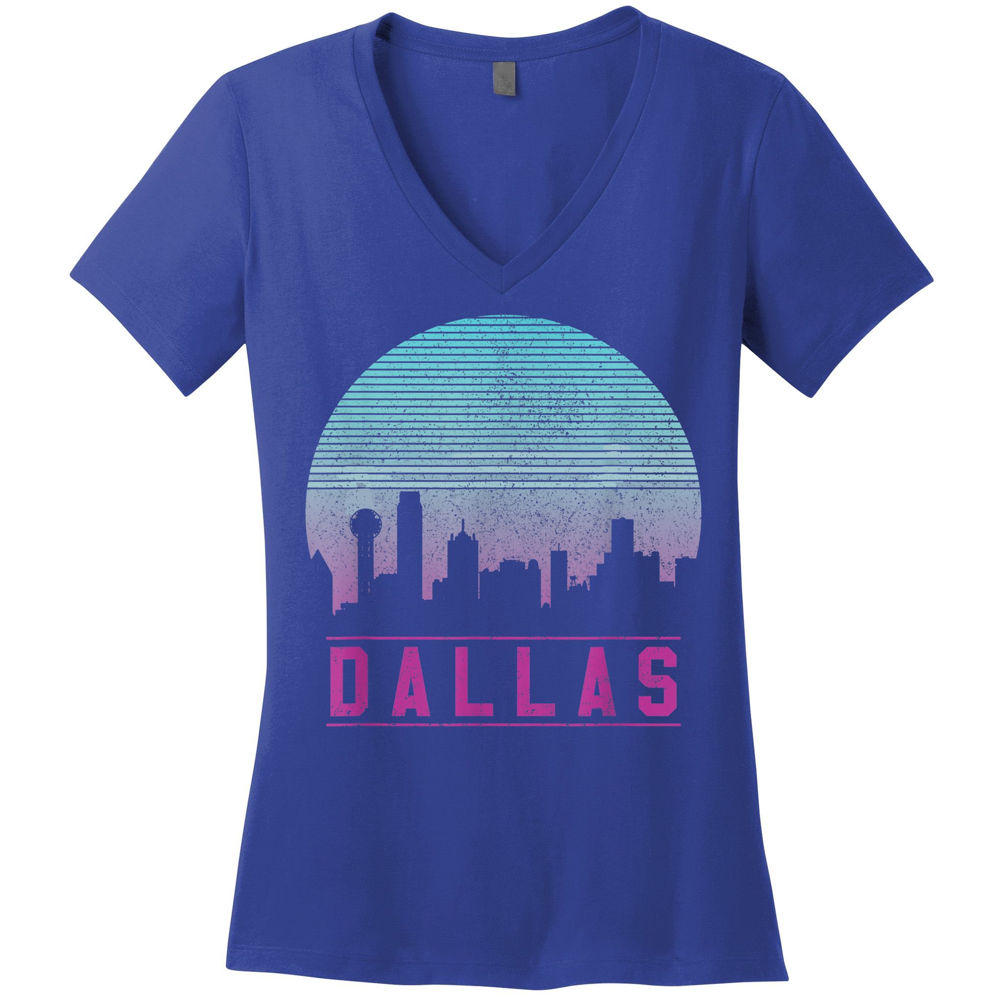 Dallas Skyline Meaningful Gift Vintage Retro Texas Gift Meaningful Gift Women's V-Neck T-Shirt