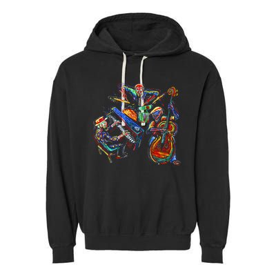 Dancing Skeleton Music Band Garment-Dyed Fleece Hoodie