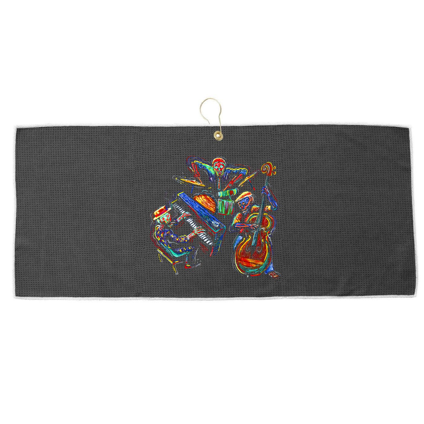 Dancing Skeleton Music Band Large Microfiber Waffle Golf Towel