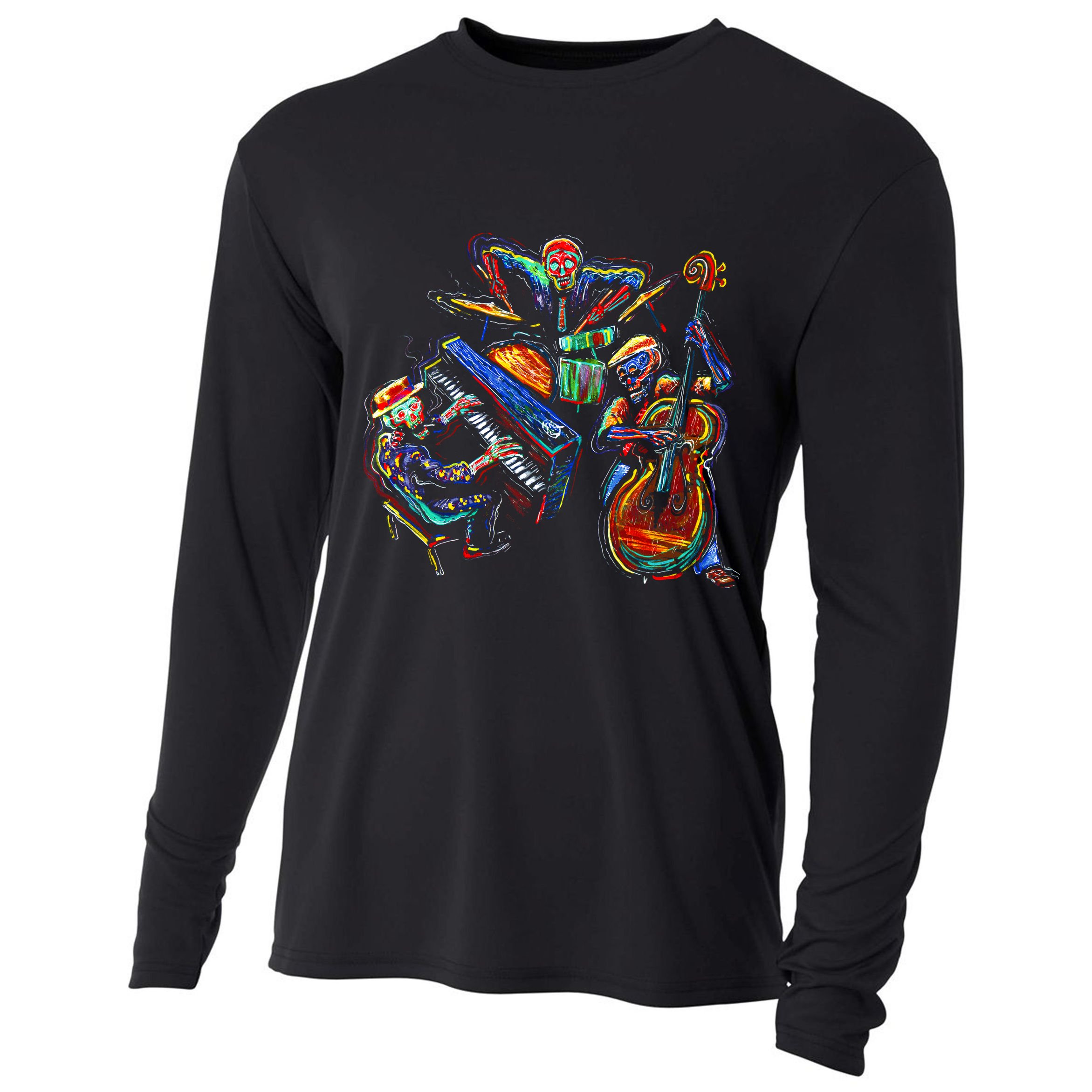 Dancing Skeleton Music Band Cooling Performance Long Sleeve Crew