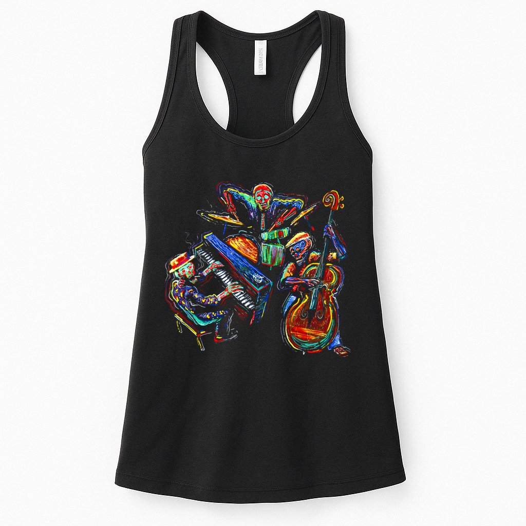 Dancing Skeleton Music Band Womens Tank Top