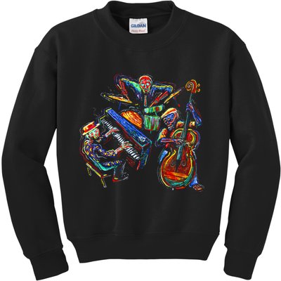 Dancing Skeleton Music Band Kids Sweatshirt