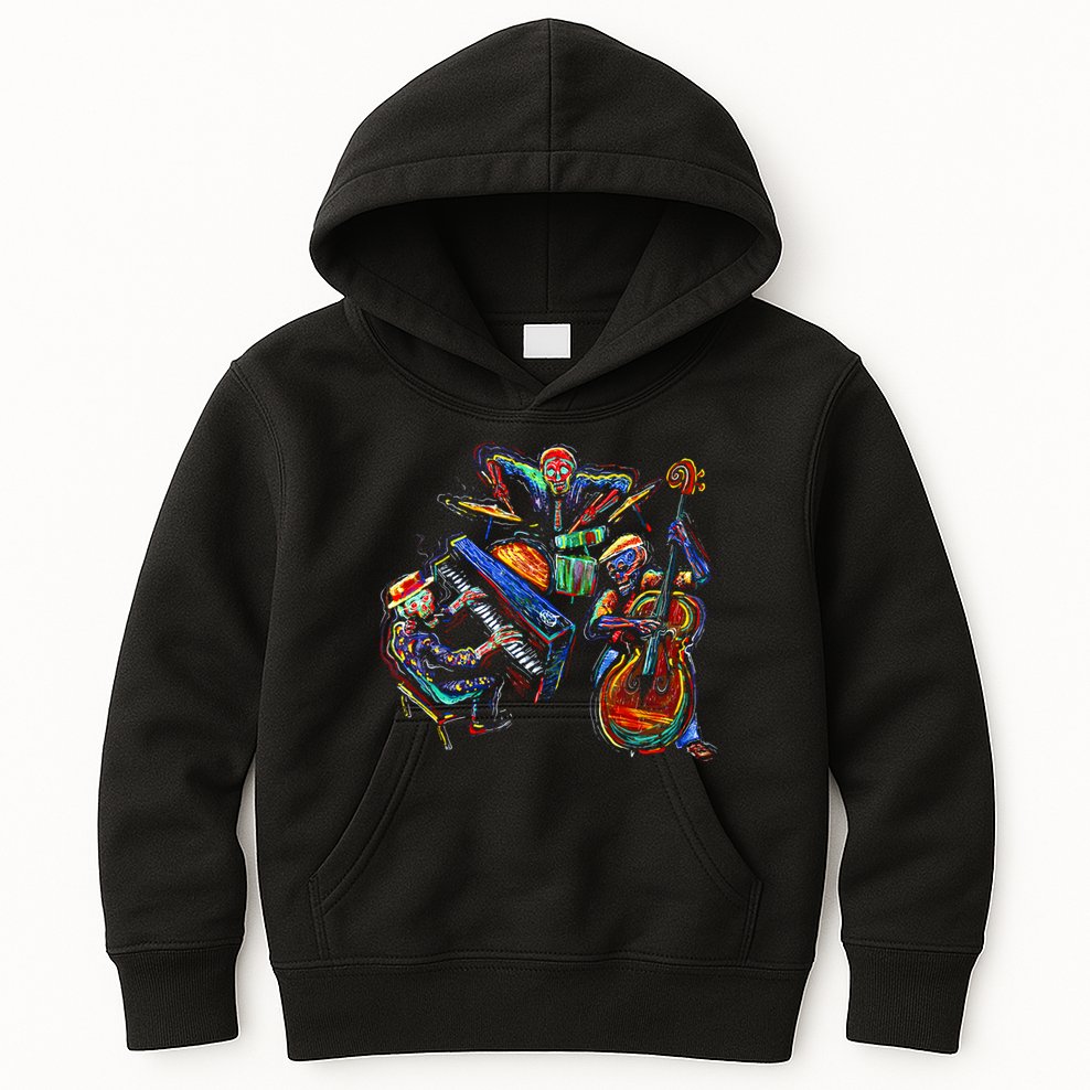 Dancing Skeleton Music Band Kids Hoodie