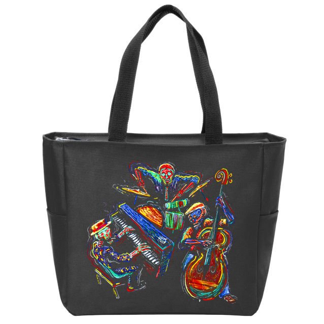 Dancing Skeleton Music Band Zip Tote Bag