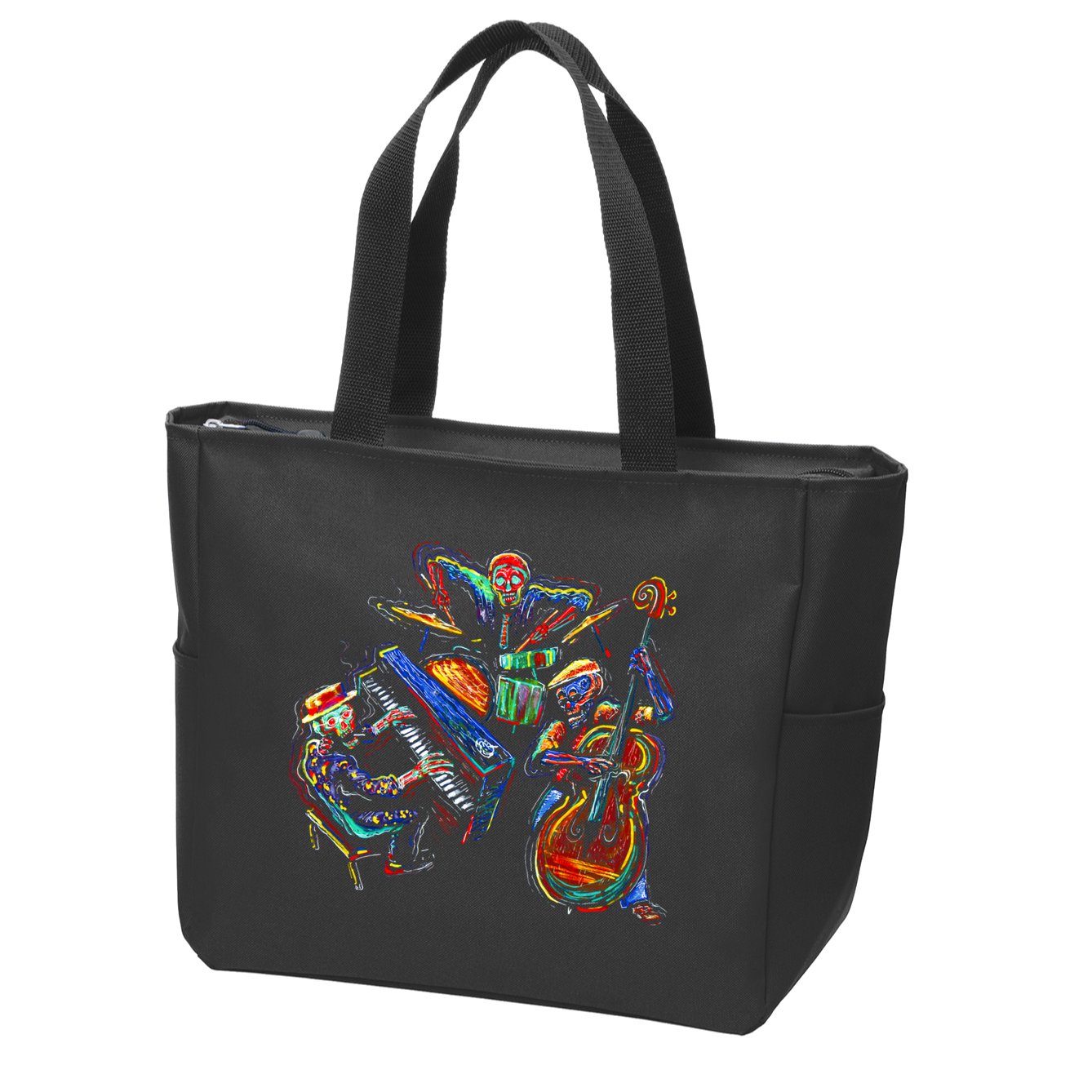 Dancing Skeleton Music Band Zip Tote Bag