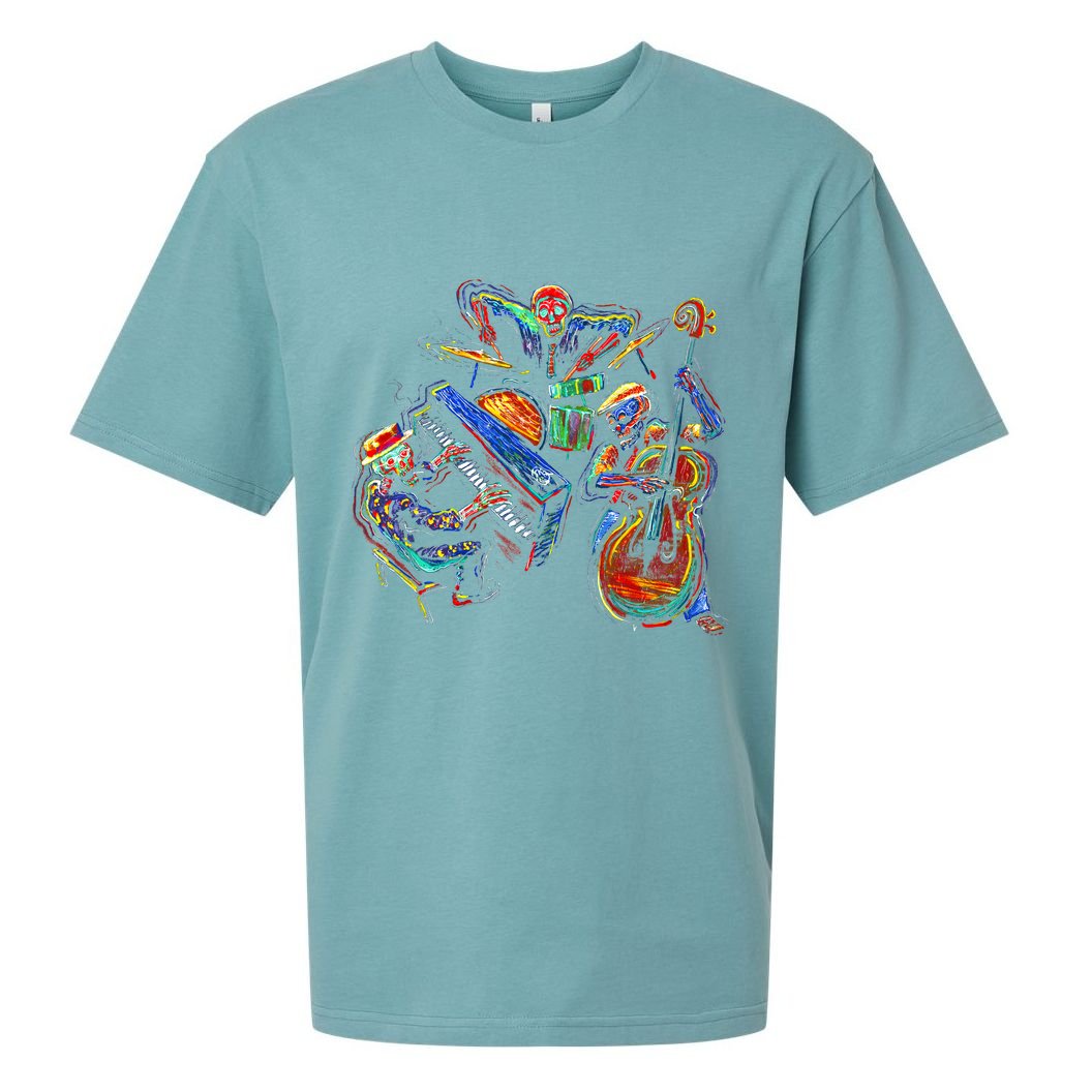 Dancing Skeleton Music Band Sueded Cloud Jersey T-Shirt