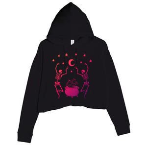 Dancing Skeletons Mystical Halloween Cool Gift Crop Fleece Hoodie