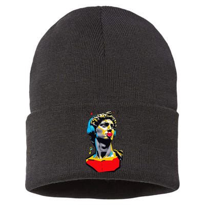 David Statue Michelangelo Motivational Renaissance Art Sustainable Knit Beanie