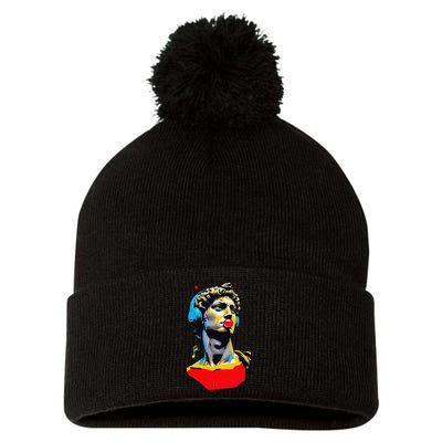 David Statue Michelangelo Motivational Renaissance Art Pom Pom 12in Knit Beanie