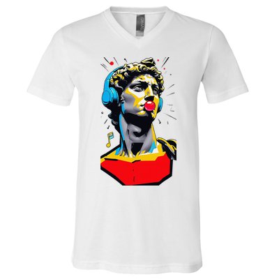 David Statue Michelangelo Motivational Renaissance Art V-Neck T-Shirt