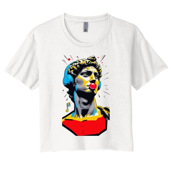 David Statue Michelangelo Motivational Renaissance Art Crop Top