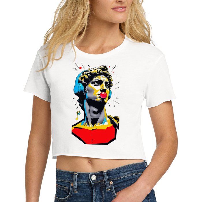 David Statue Michelangelo Motivational Renaissance Art Crop Top